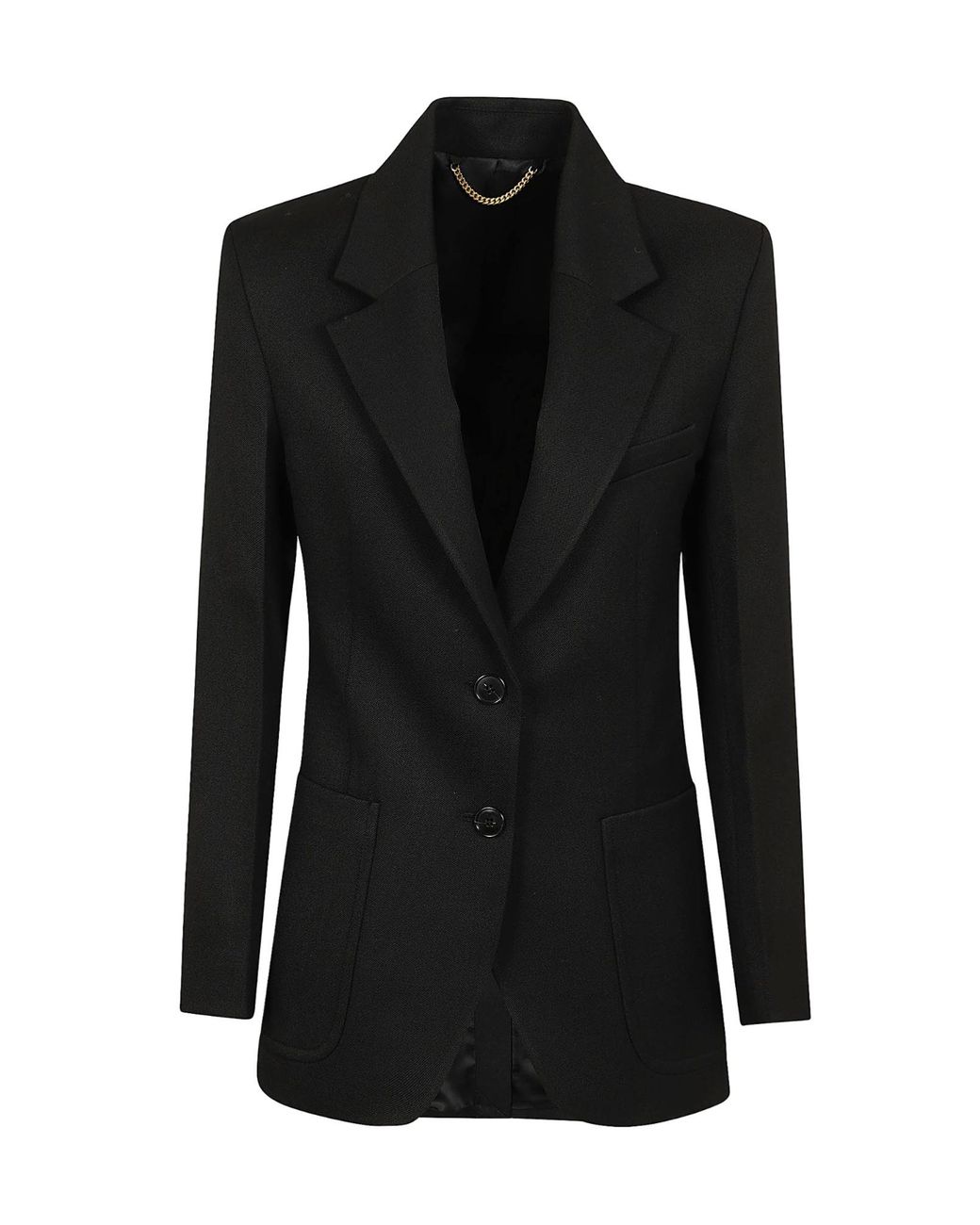 Victoria Beckham Black Straight Hem Gabardine Blazer