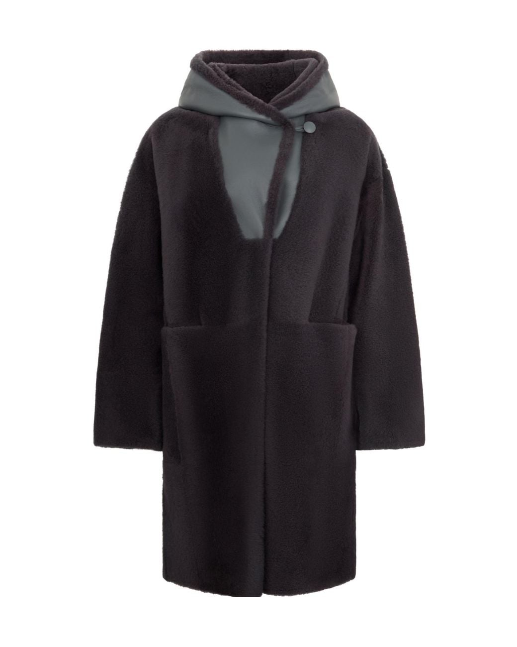 Peserico Black Hooded Long Coat