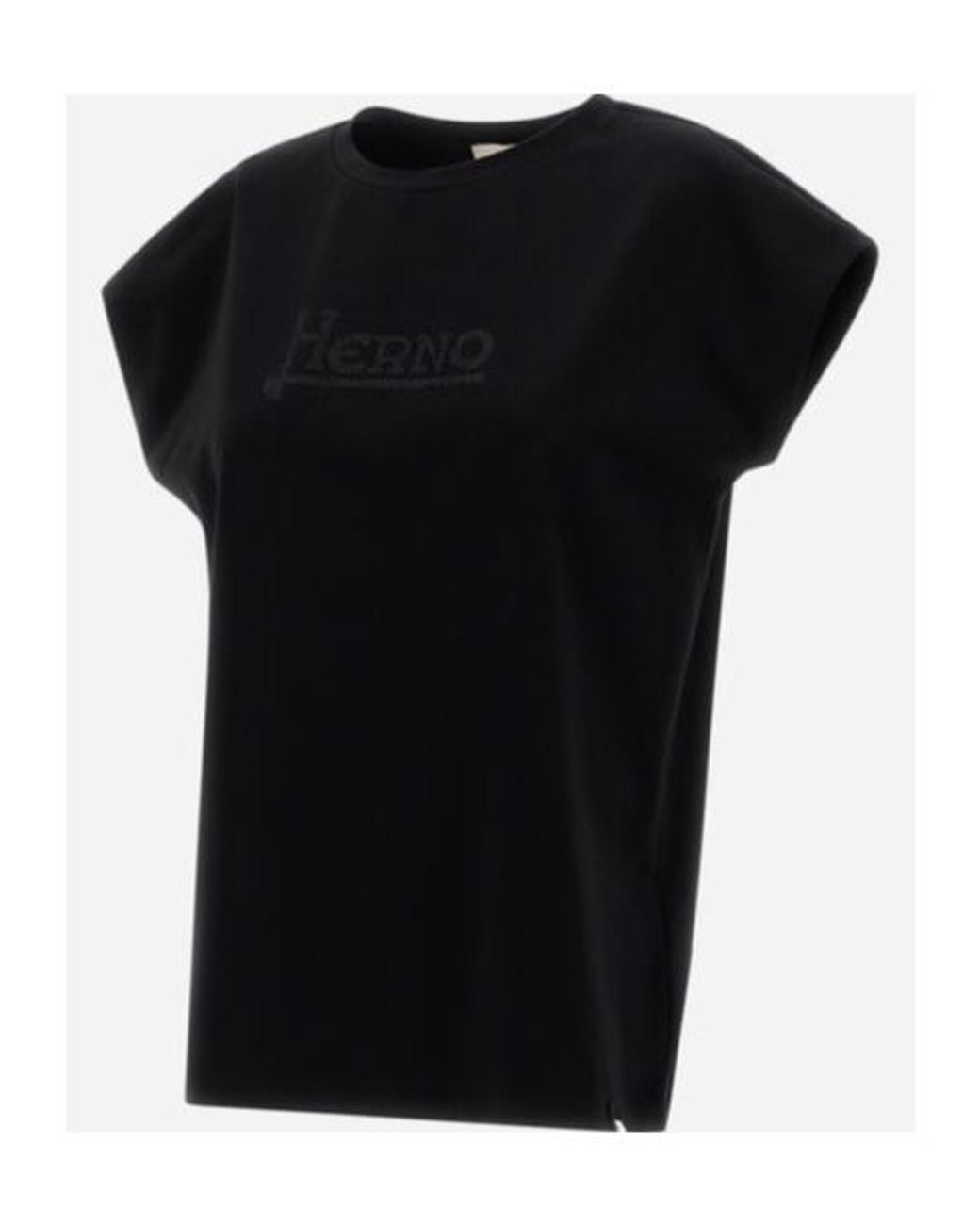 Herno Black Logo Embellished Crewneck T-Shirt