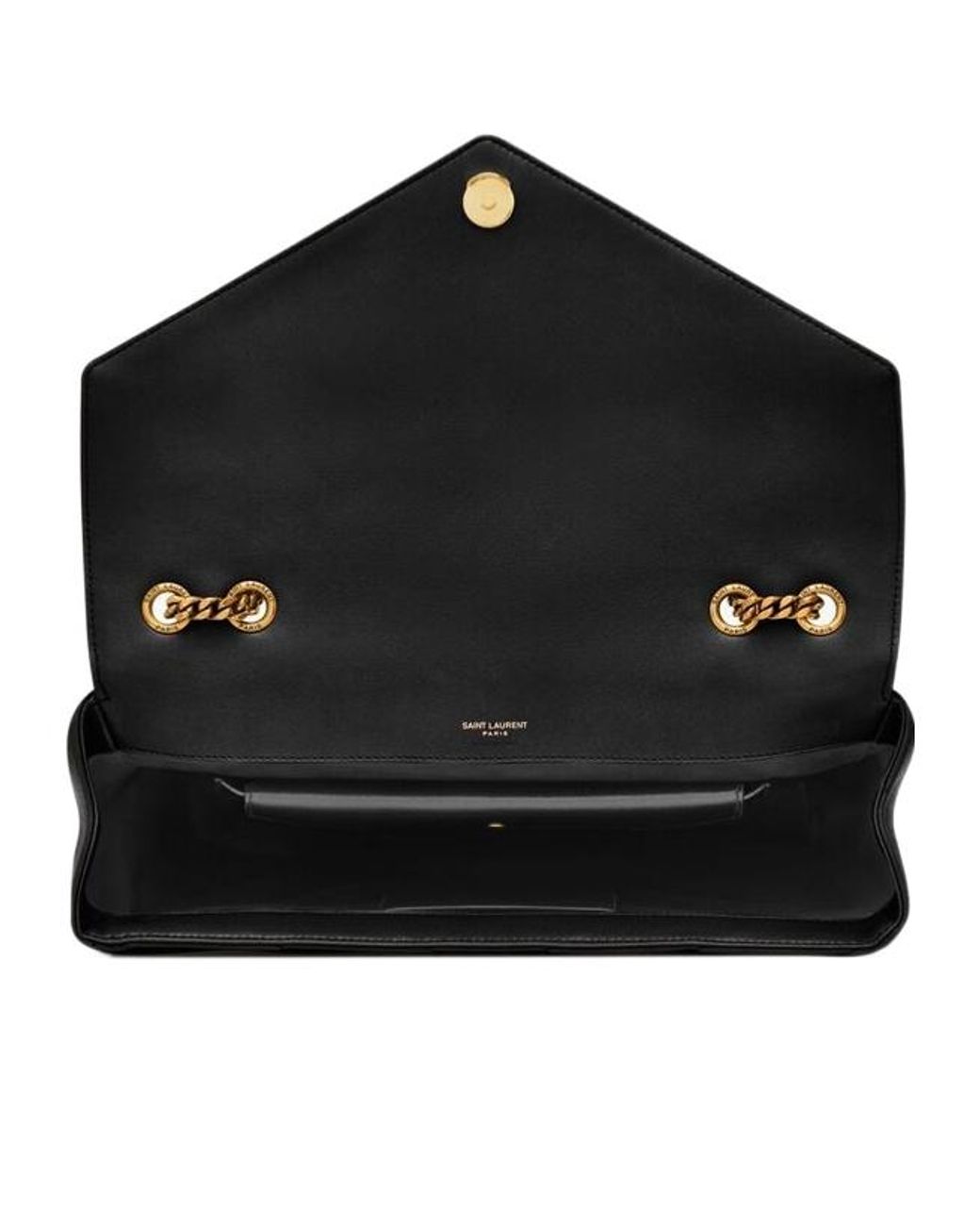 Saint Laurent Black Loulou Foldover Top Large Shoulder Bag