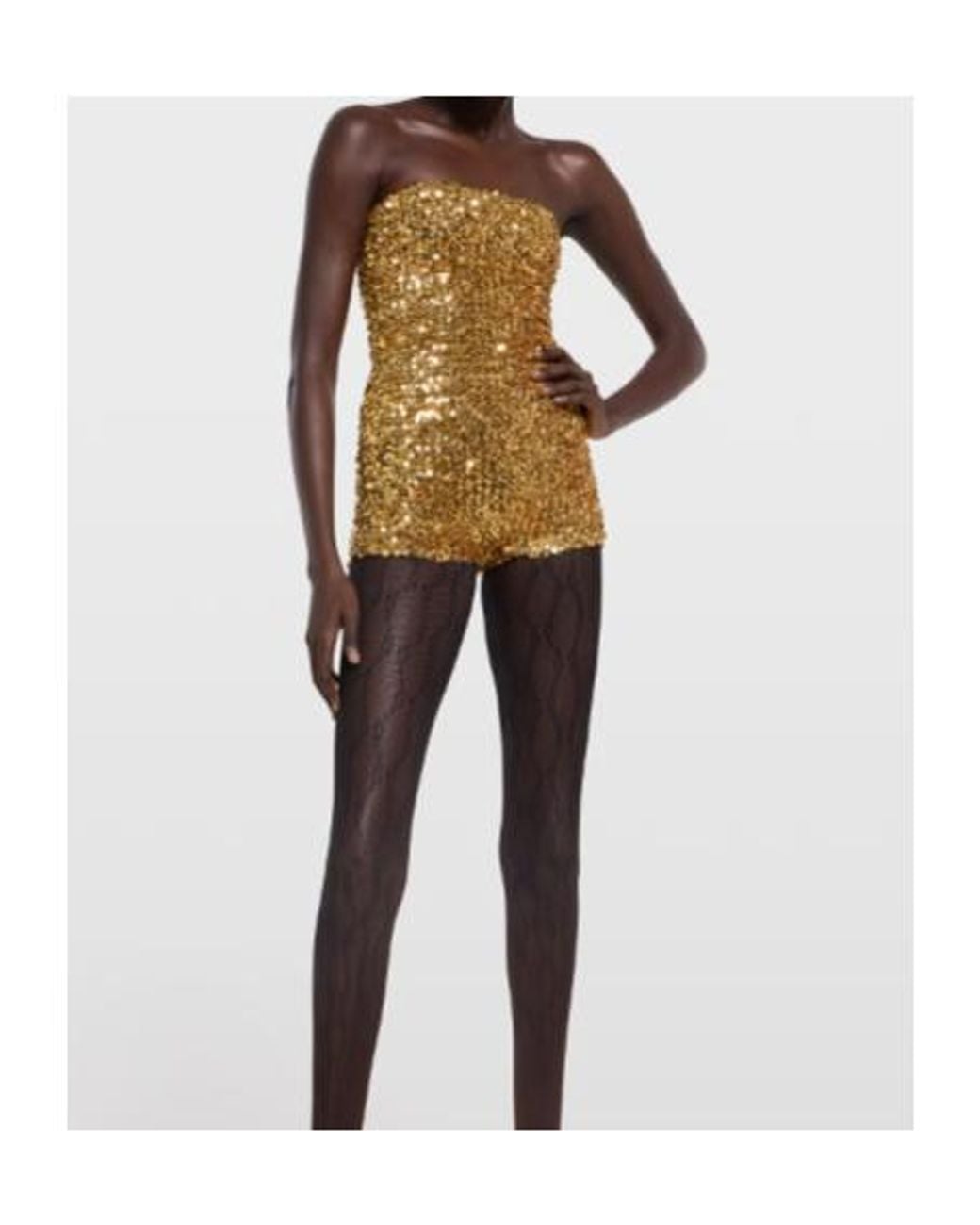 Gucci Metallic Embroidered Sequin Elastic Fabric Jumpsuit