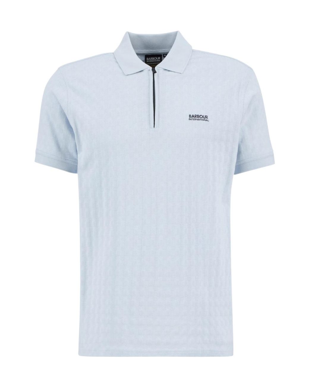 Barbour Blue Zippered Short-Sleeved Polo Shirt for men