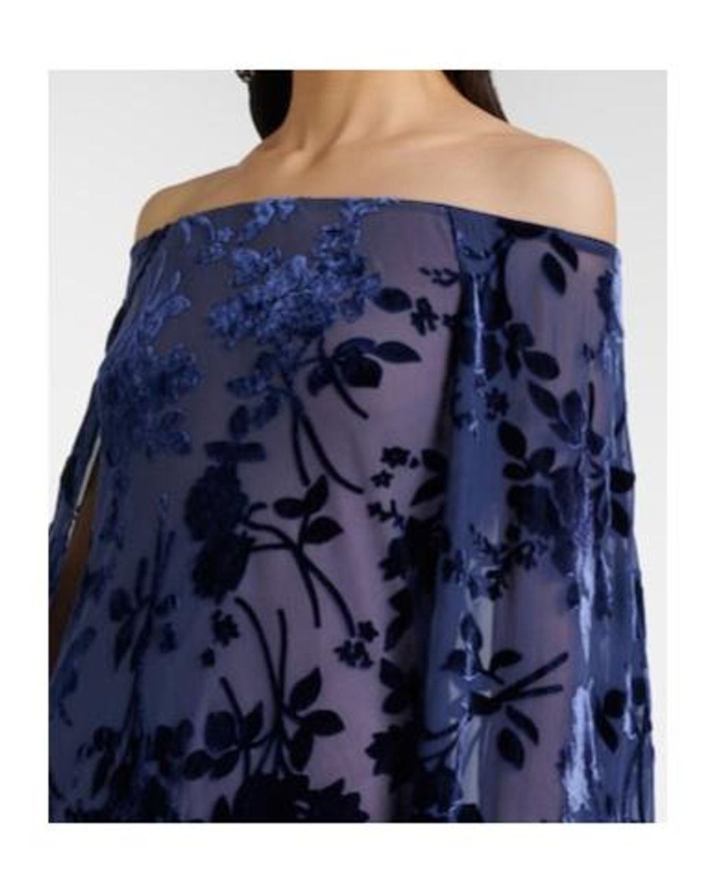 Rodarte Blue Caped Off-Shoulder Jacquard Maxi Dress