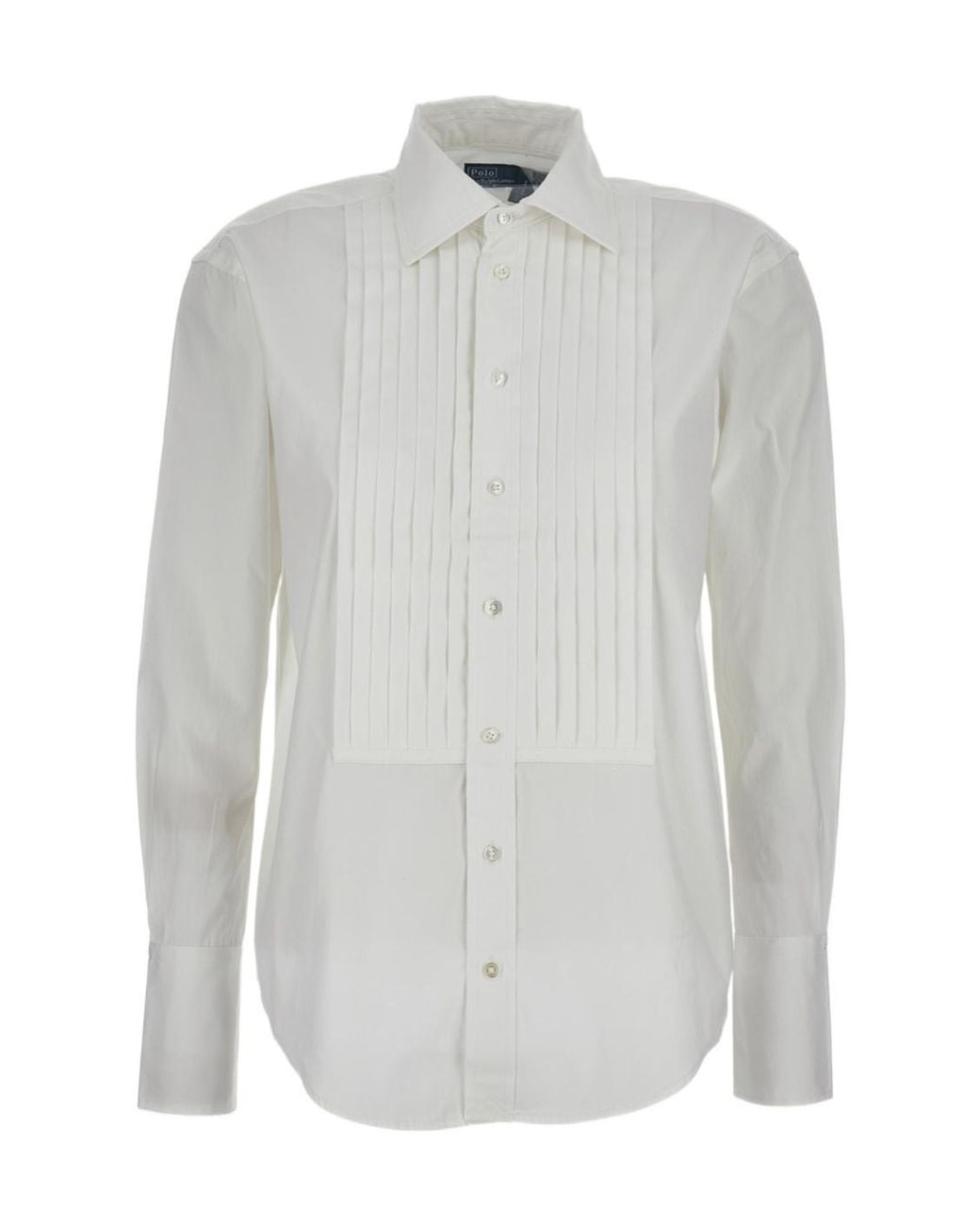Polo Ralph Lauren White Long-Sleeved Curved Hem Shirt