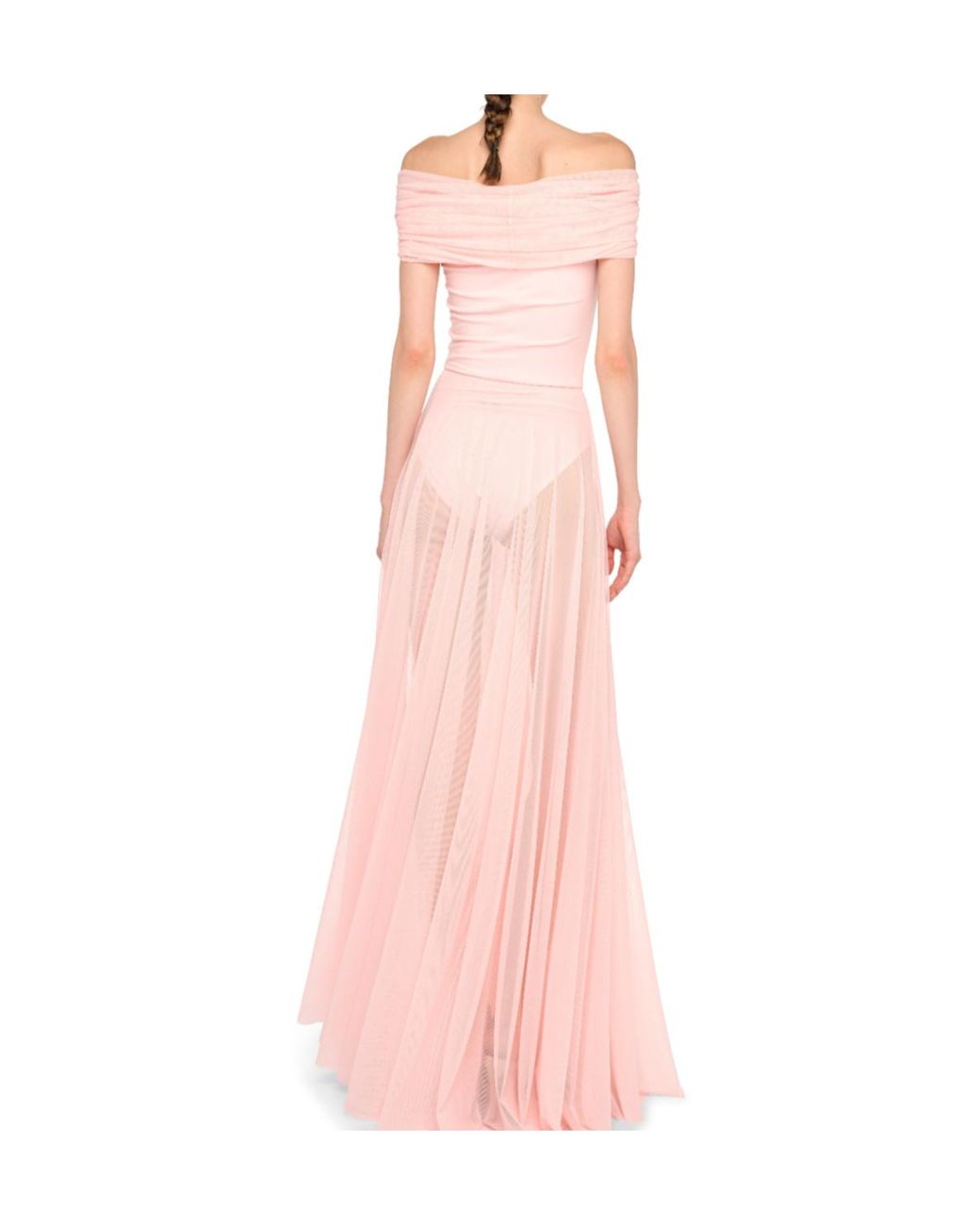 Norma Kamali Pink Cowl-Neck Maxi Dress