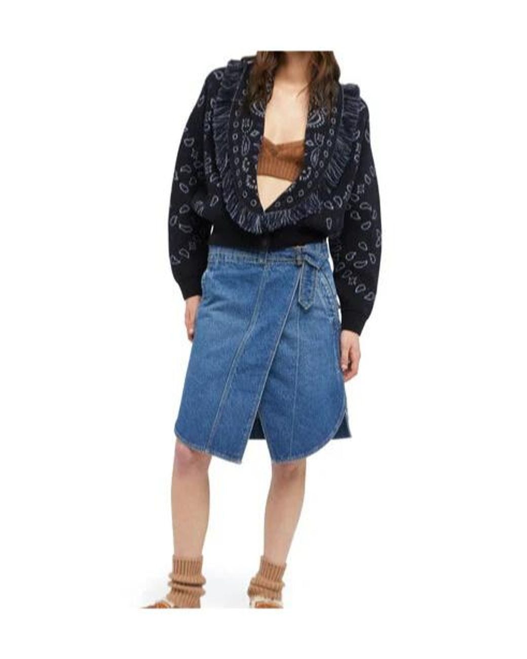 Alanui Blue Bandana Jacquard Knit Cardigan