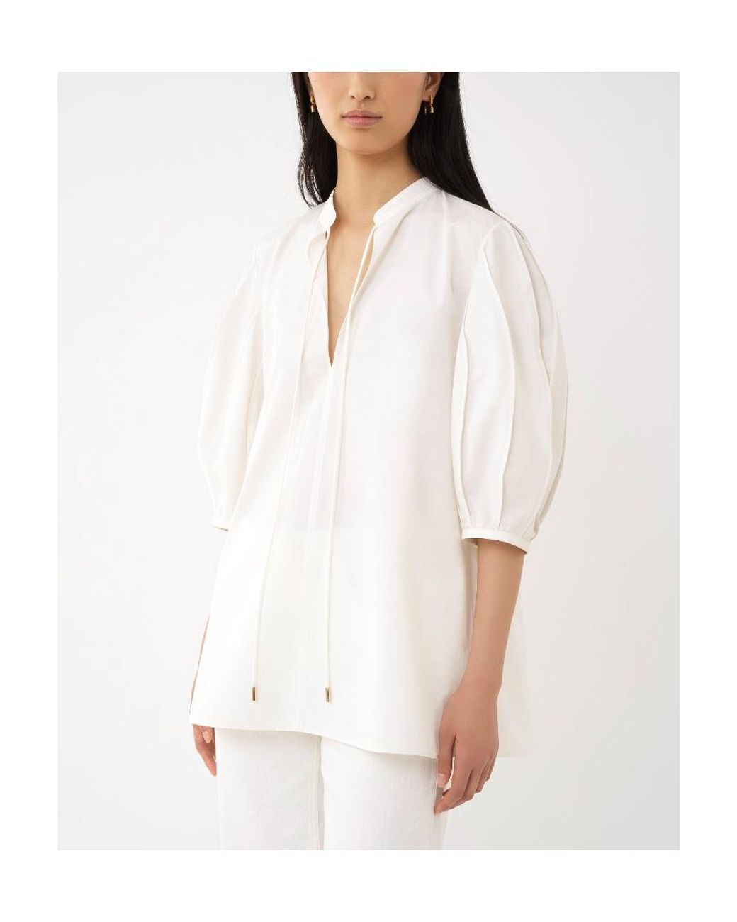 Chloé White Chloé Tie-Detailed Tunic Shirt
