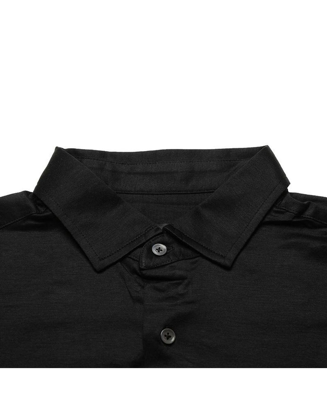 Emporio Armani Black Curved Hem Buttoned Shirt for men