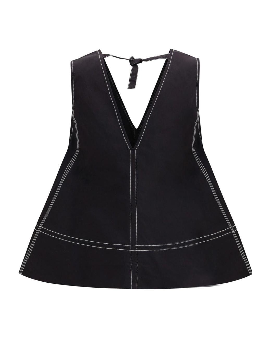 Ganni Black A-Line V-Neck Sleeveless Top