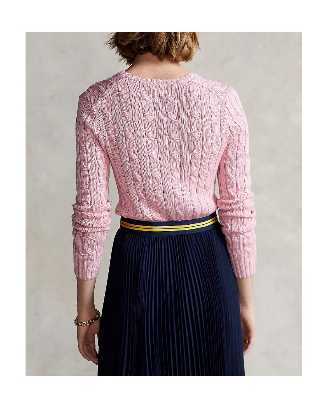Polo Ralph Lauren Pink Twisted Knitted V-Neck Sweater