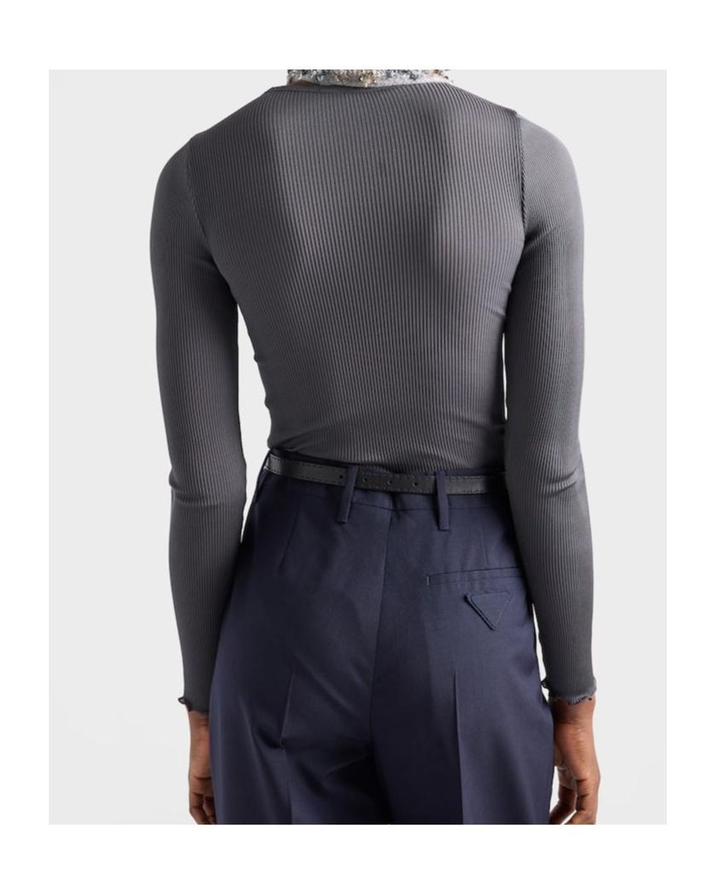 Prada Blue Ribbed Knit Top