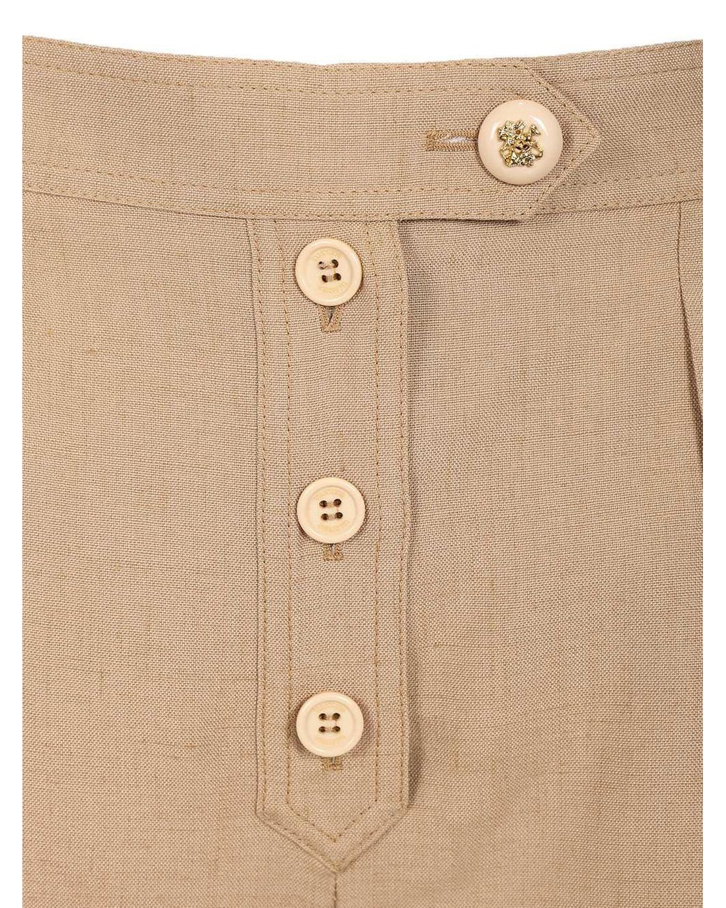 Valentino Natural Button Detailed Turn-Up Hem Shorts