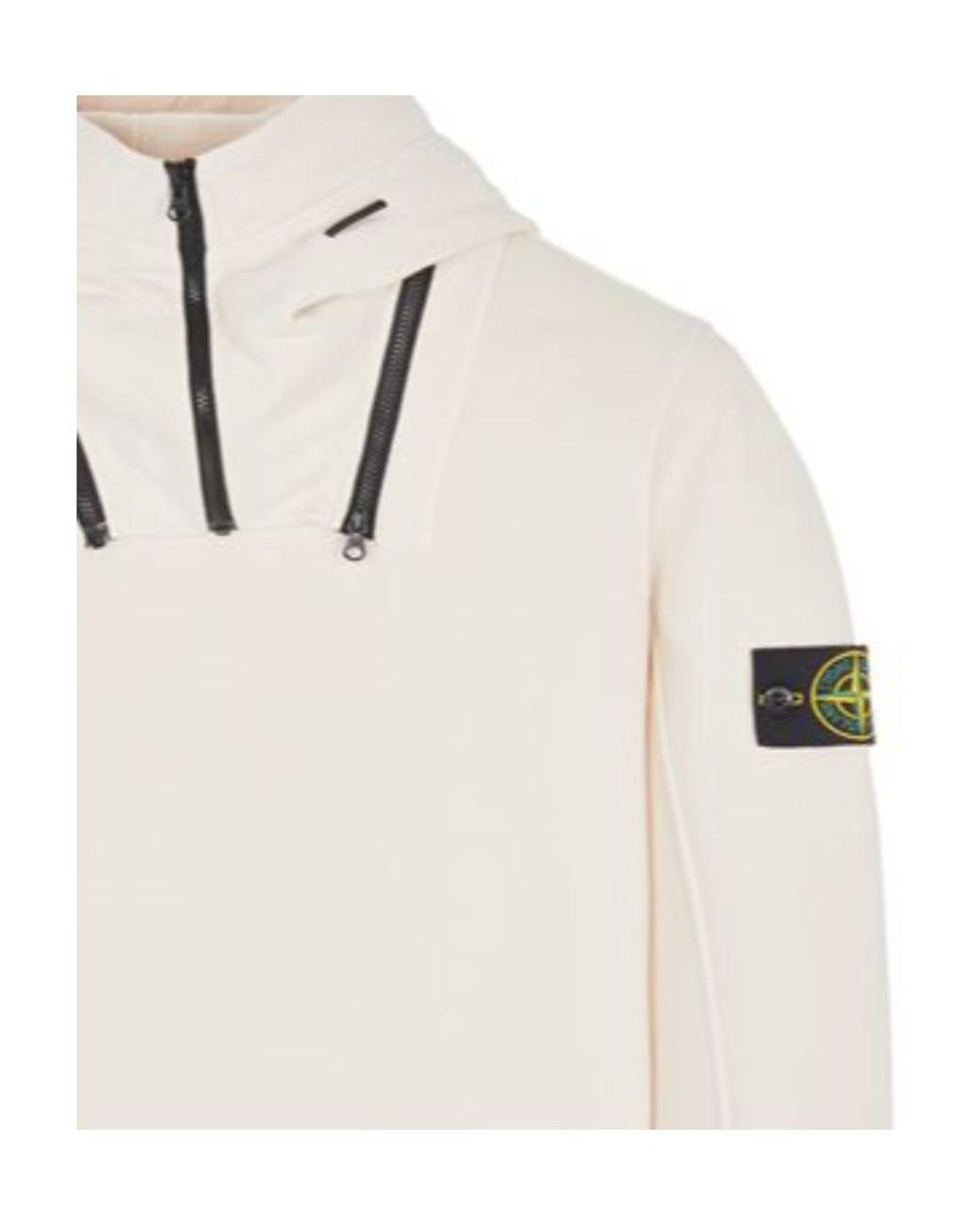 Stone Island White Logo-Patch Long-Sleeve Hoodie for men