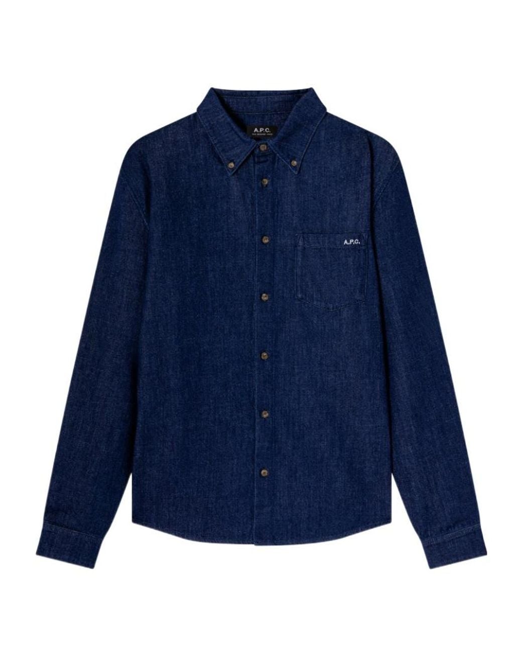A.P.C. Blue New Greg Button-Down Shirt for men