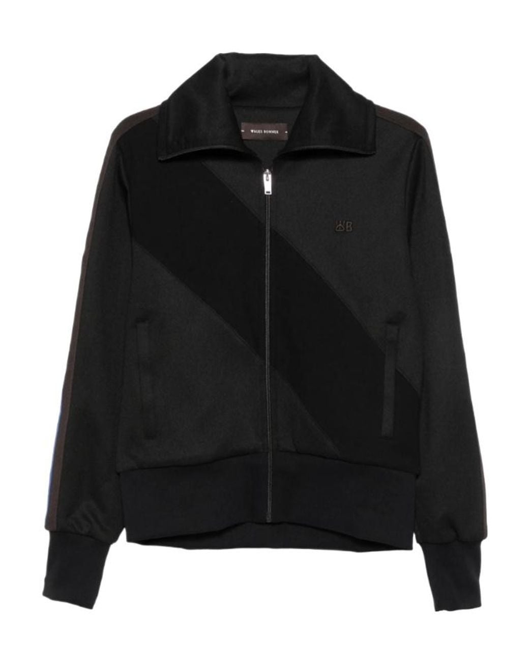Wales Bonner Black Side-Stripe Zip-Up Sweatshirt