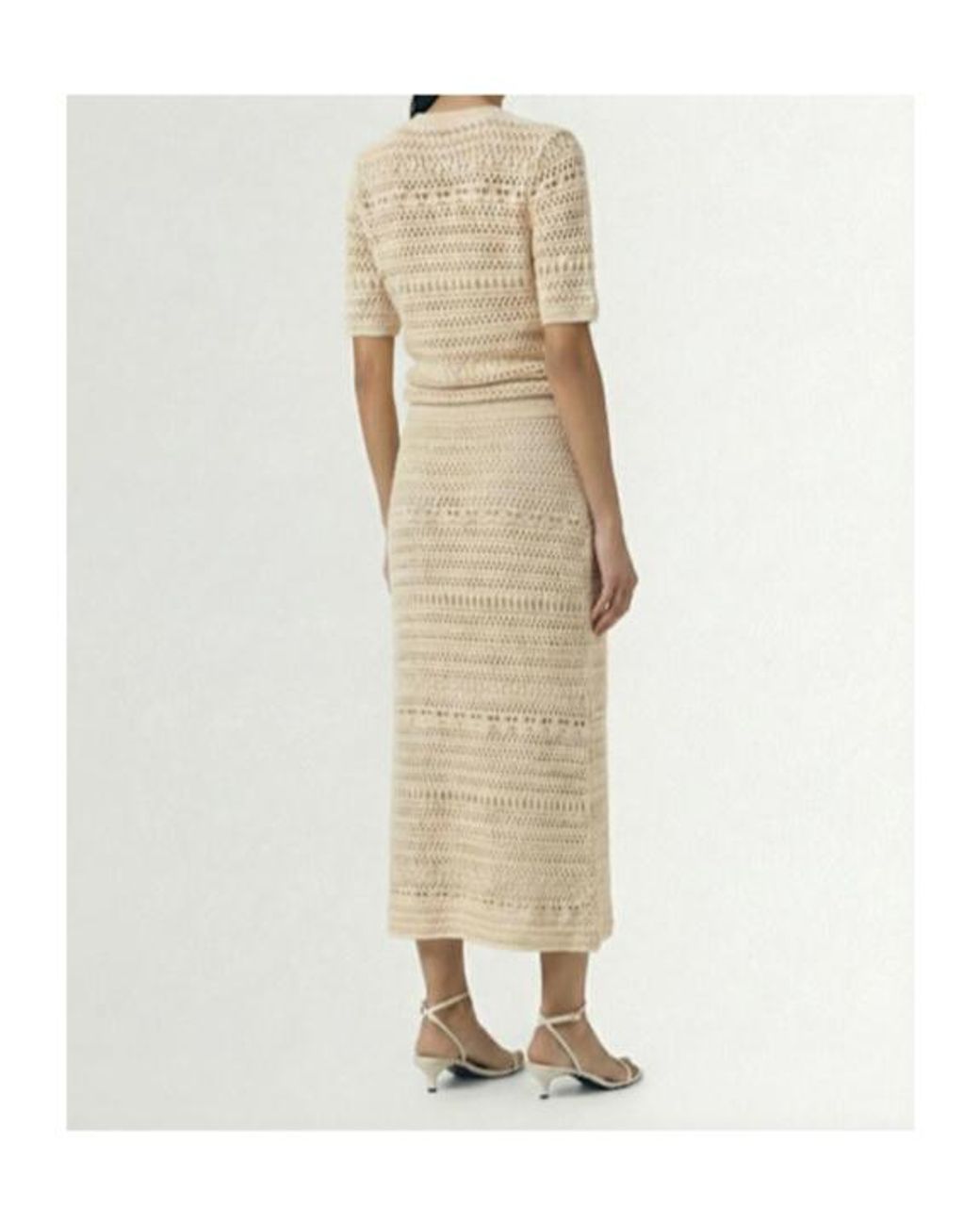 Fabiana Filippi Natural Sequined Cotton Blend Midi Skirt