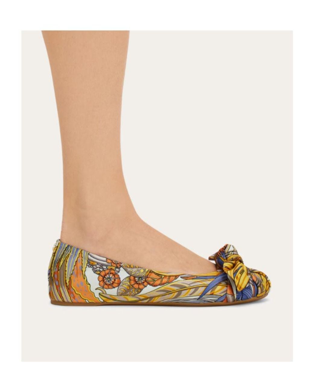 Ferragamo Brown Bow Embellished Ballet Flat
