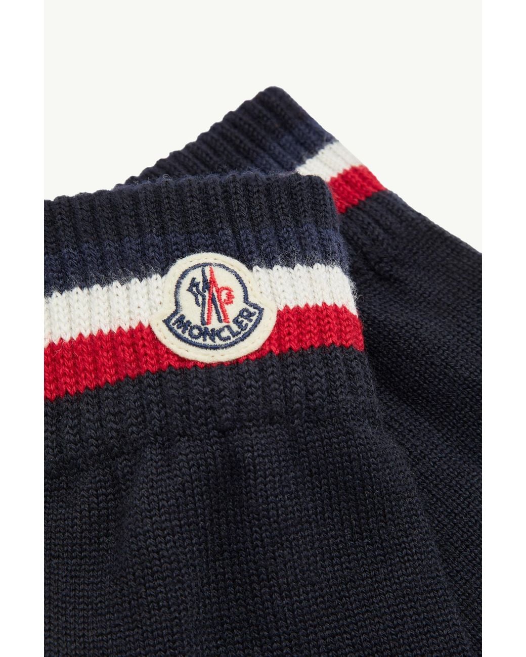 Moncler Blue Logo Patch Knitted Gloves for men