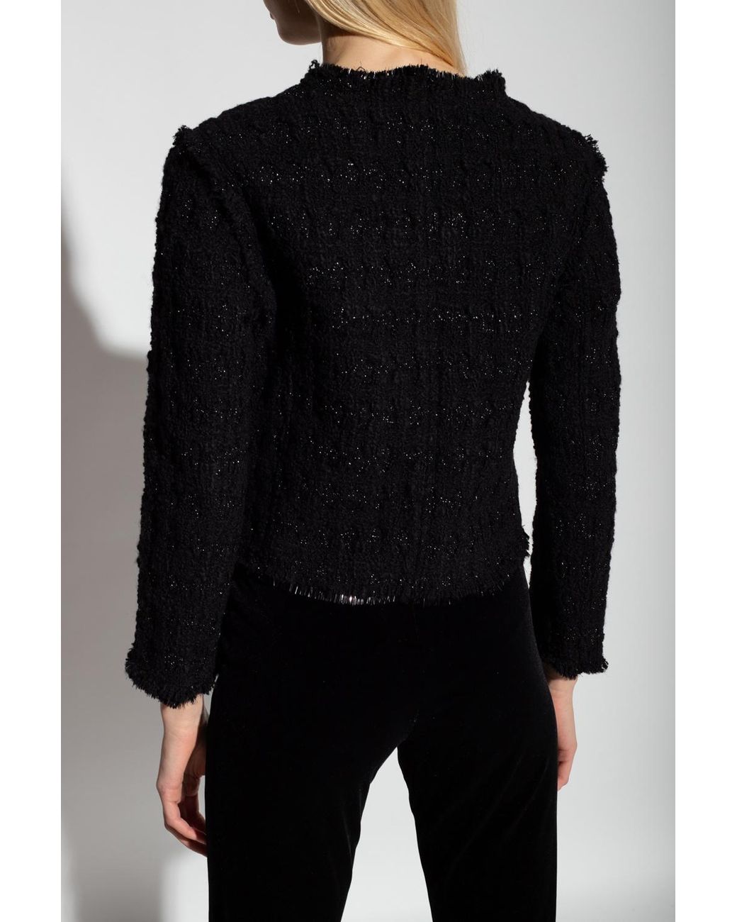 Tory Burch Black Tweed Roundneck Jacket