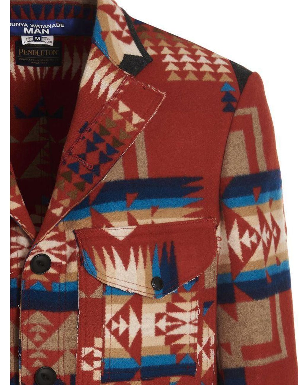 Junya Watanabe Red All-Over Pattern Single-Breasted Jacket for men