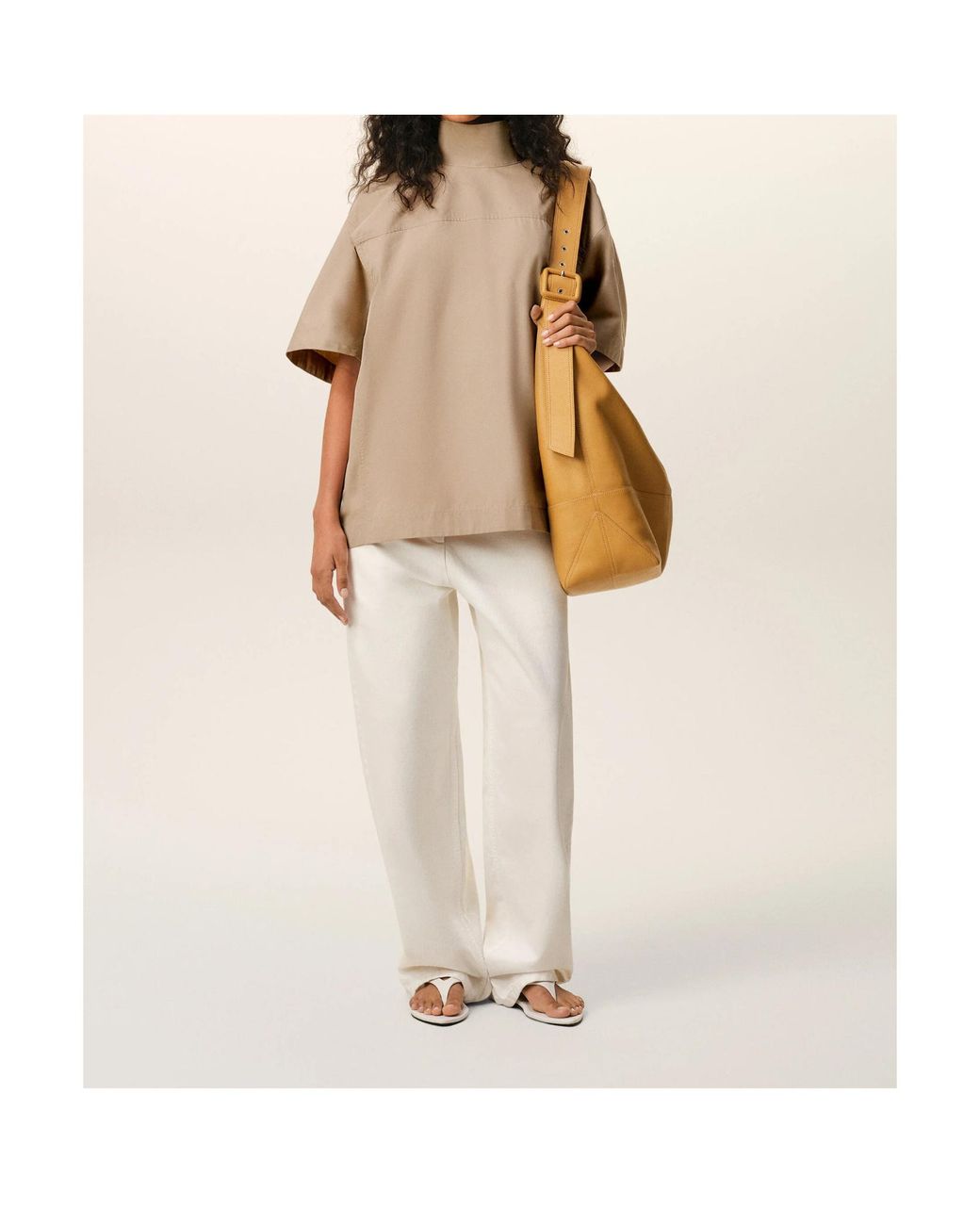 AMI Natural Turtleneck Blouse