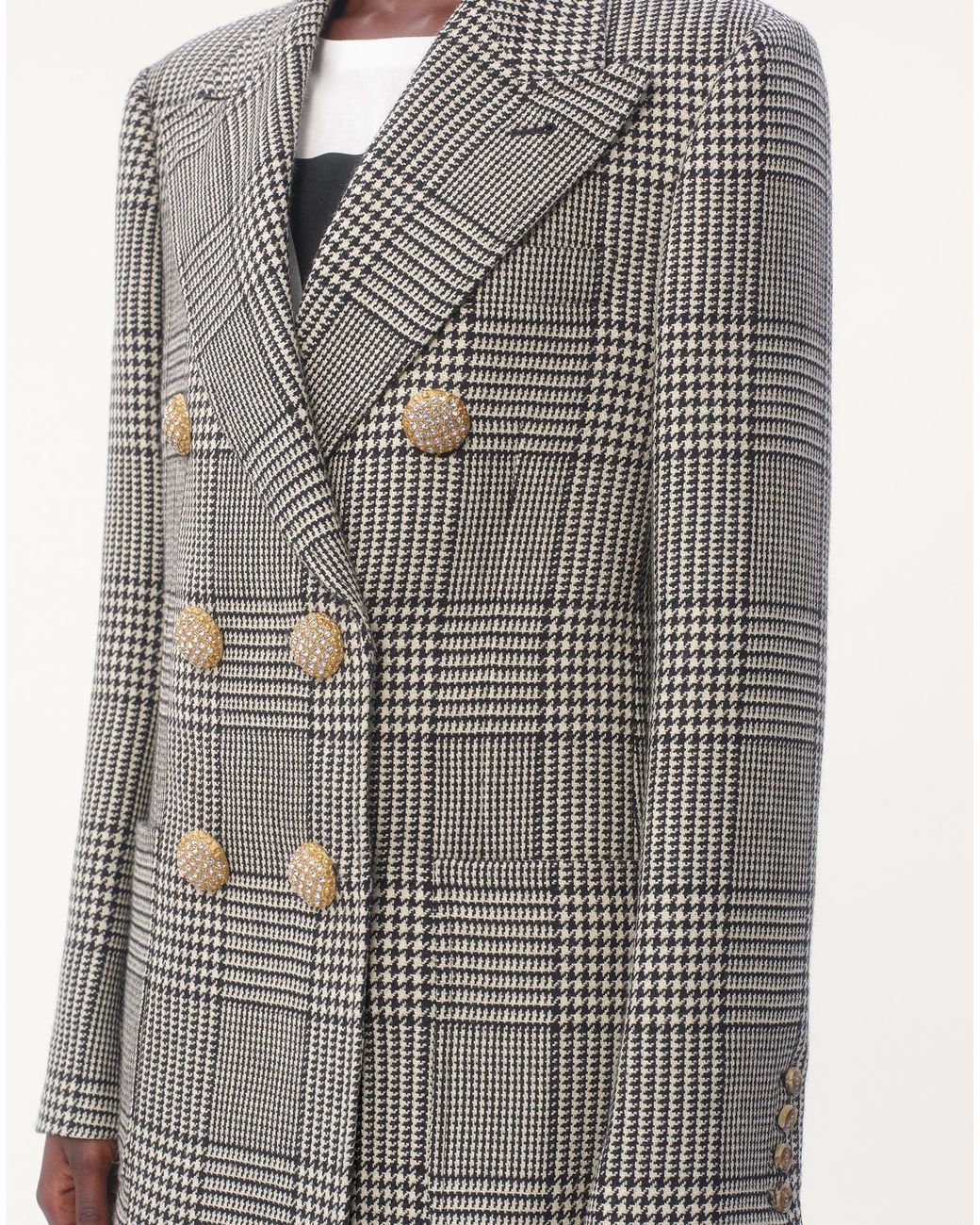Valentino Gray Double-Breasted Checked Blazer