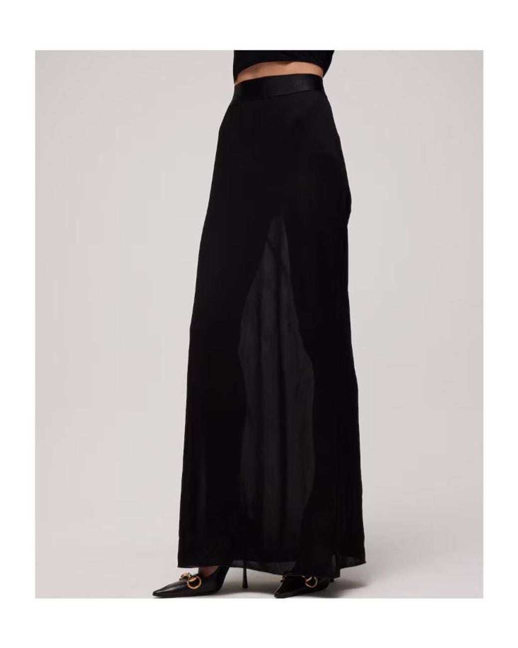 Gucci Black Viscose Crêpe Jersey Long Skirt