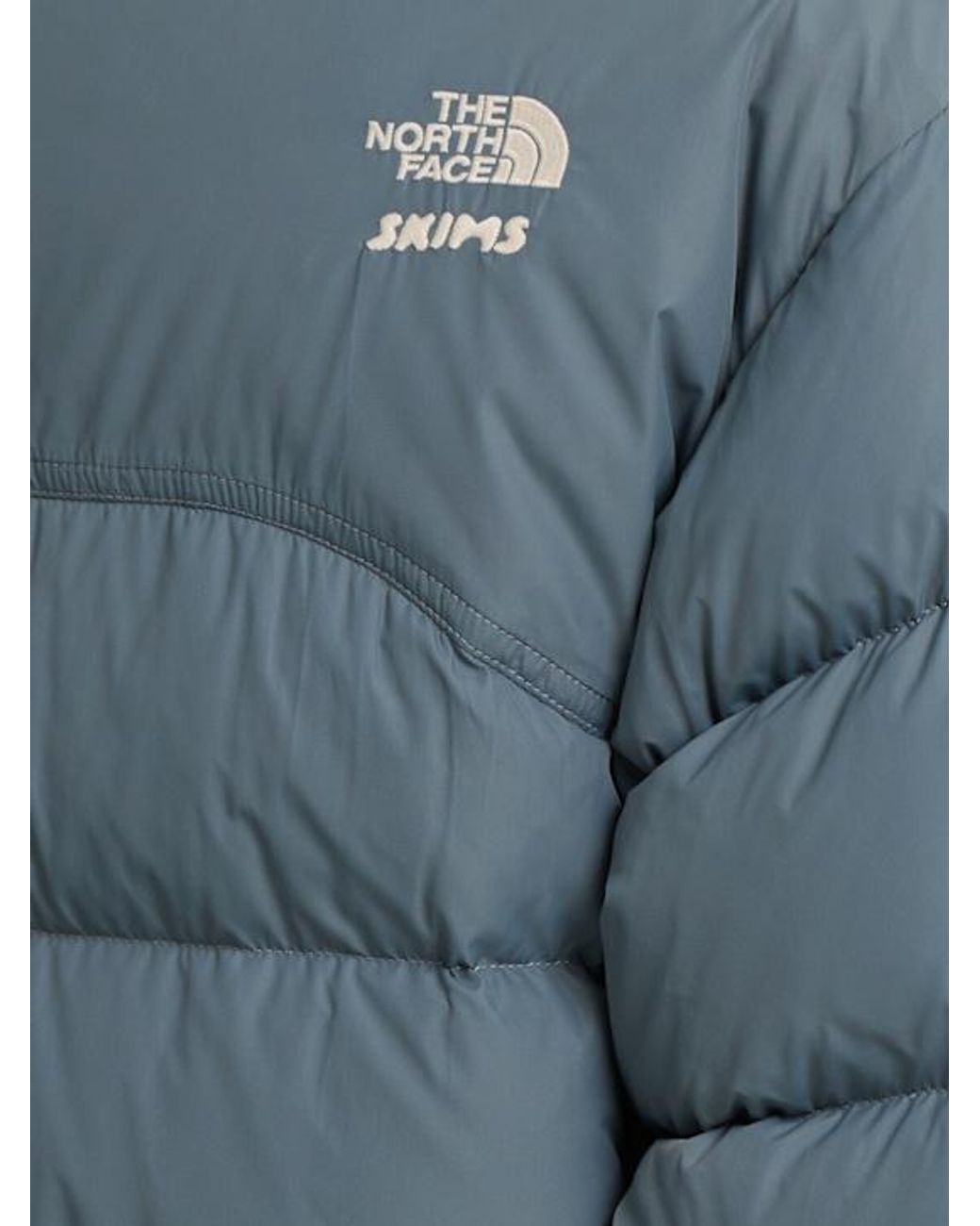 The North Face Blue Short Down Jacket With Zip Closure