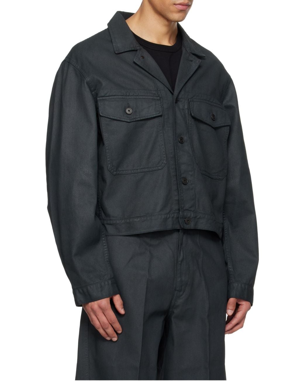 Lemaire Black Cotton Shirt Jacket for men