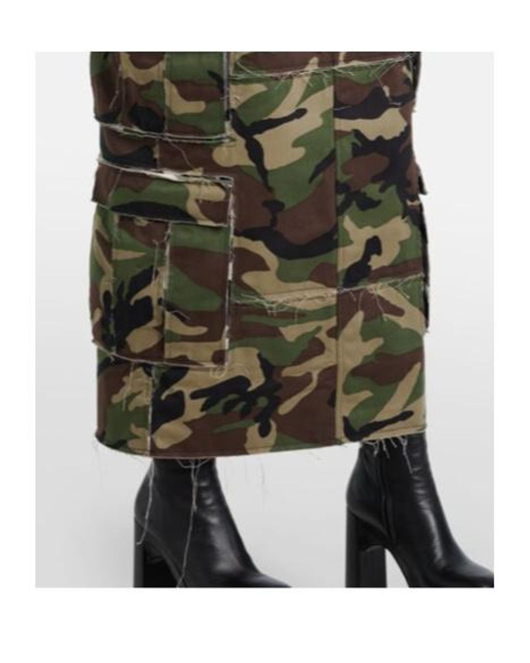 Vetements Green Camouflage Cotton Cargo Midi Skirt
