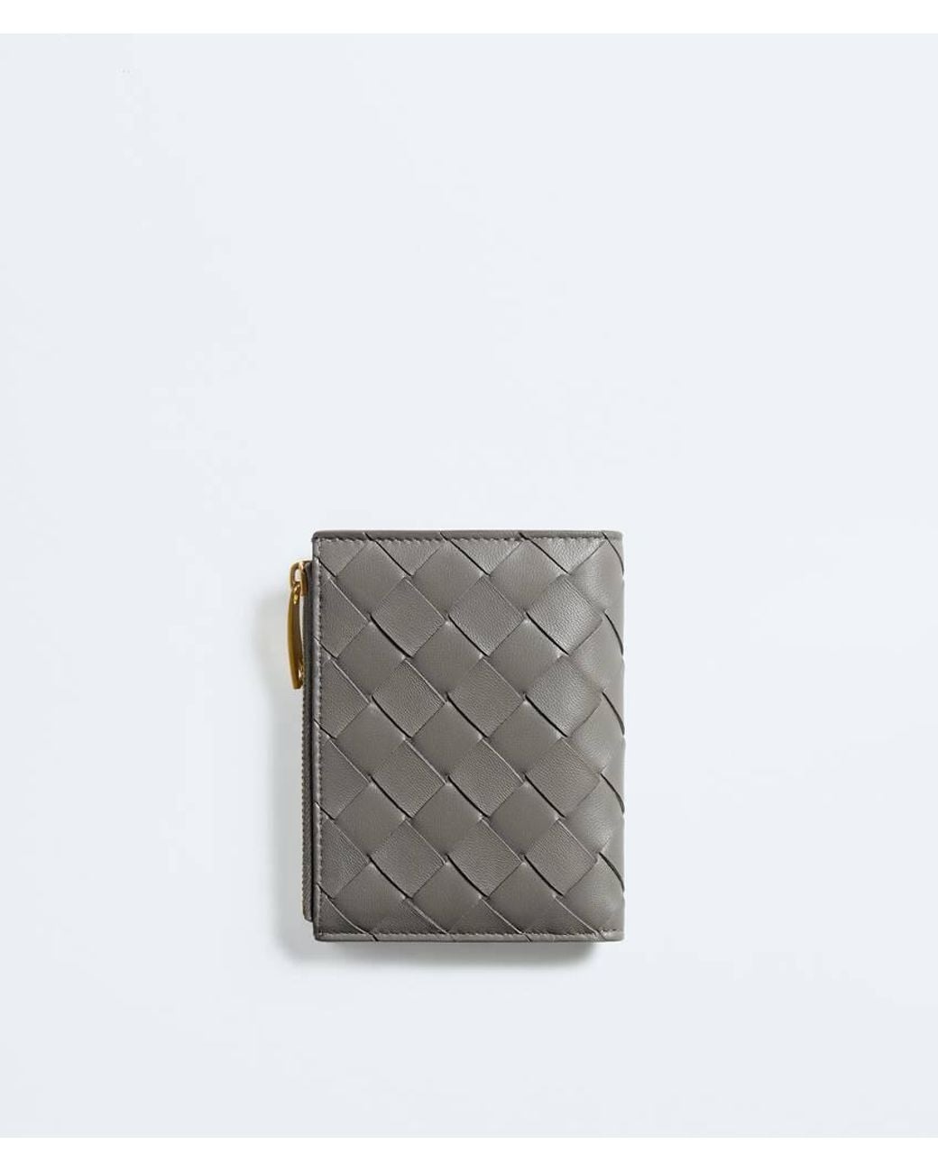 Bottega Veneta Gray Intrecciato Small Bi-Fold Wallet