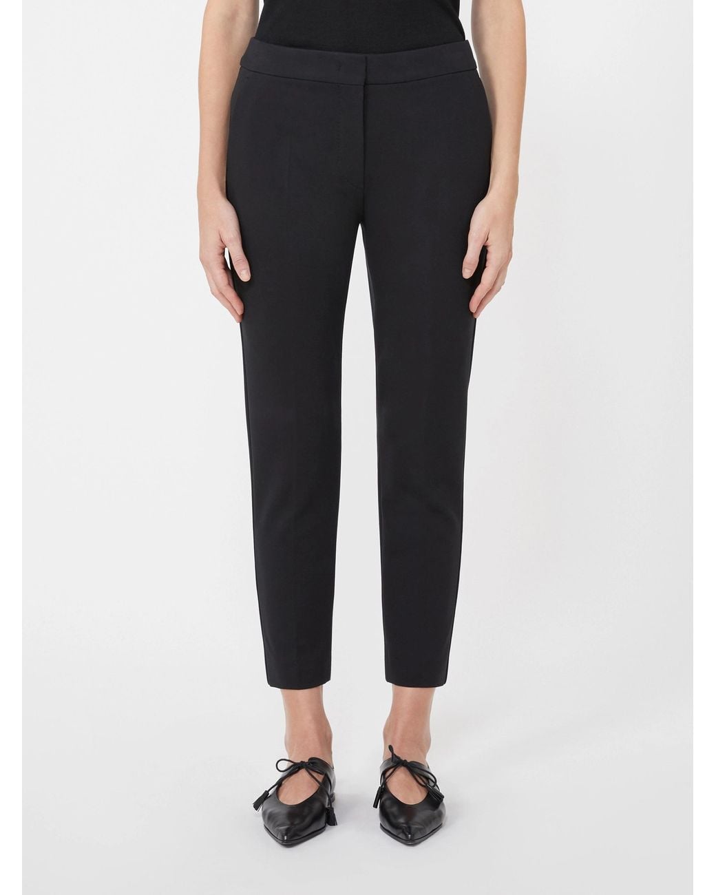 Max Mara Black Pressed Crease Cropped Trousers