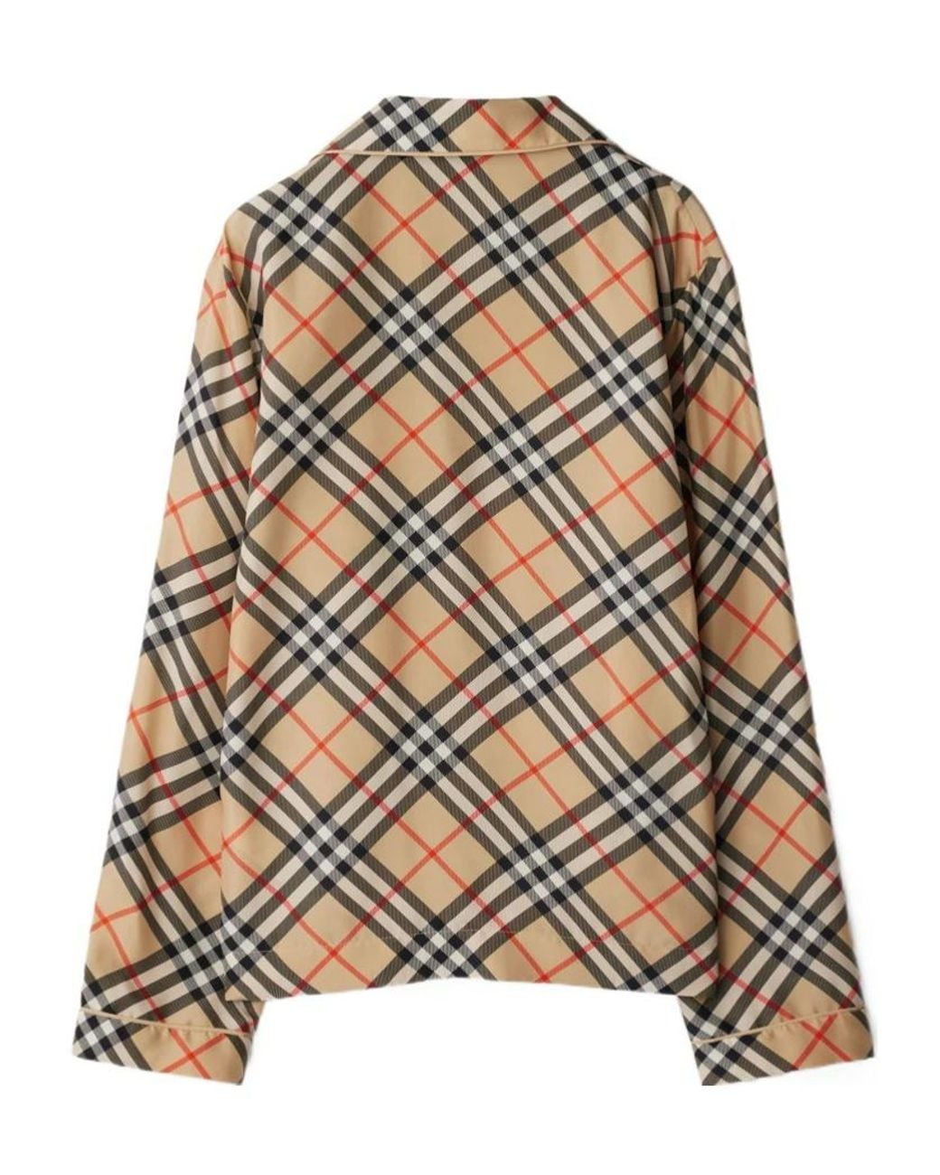 Burberry Brown Vintage Check-Print Silk Pajama Top