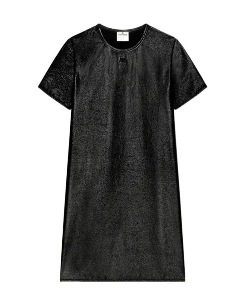 Courreges Black Courrèges Vinyl-Effect Logo Patch Mini Dress