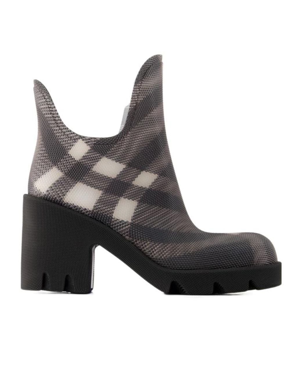 Burberry Marsh Check-Pattern Slip-On Boots in Brown | Lyst