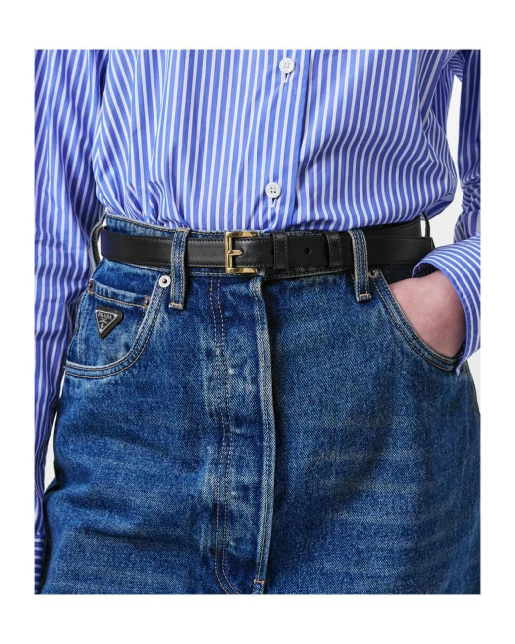 Prada White Logo Belt