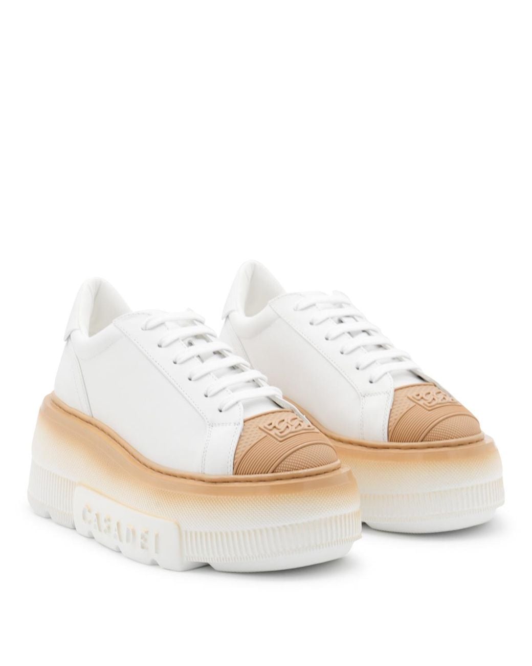 Casadei White Nexus Platform Low-Top Sneakers