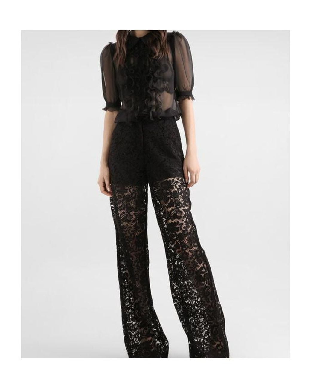 Dolce & Gabbana Black Ruffled Collared Blouse