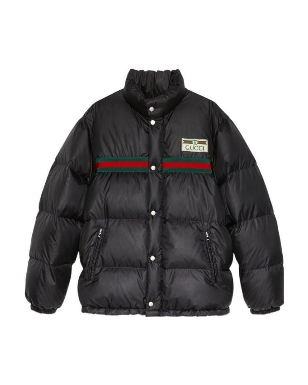 Gucci Black Logo-Patch Padded Jacket for men