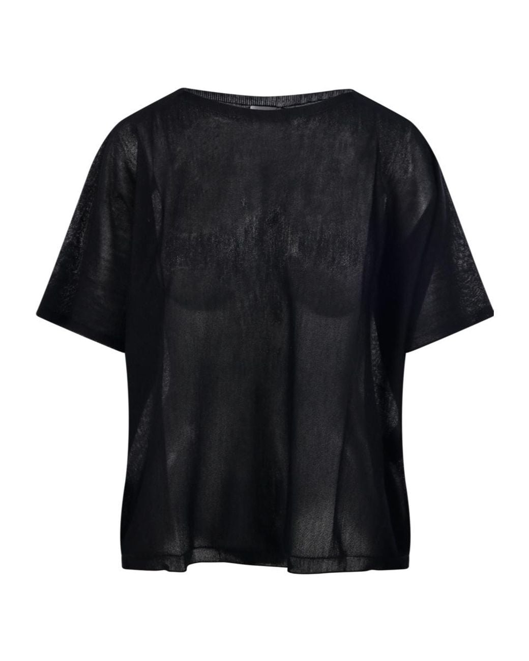 Roberto Collina Black Sheer Short-Sleeve Knitted Top