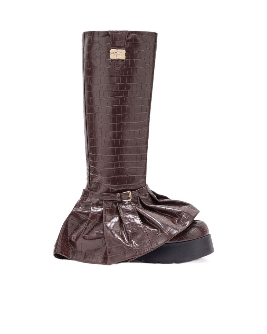 Ganni Brown Kat Embossed High Boots