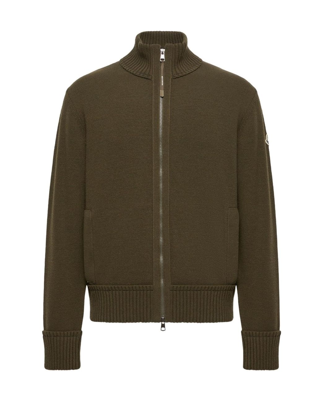 Moncler Green Zip-Up Stand-Collar Cardigan for men