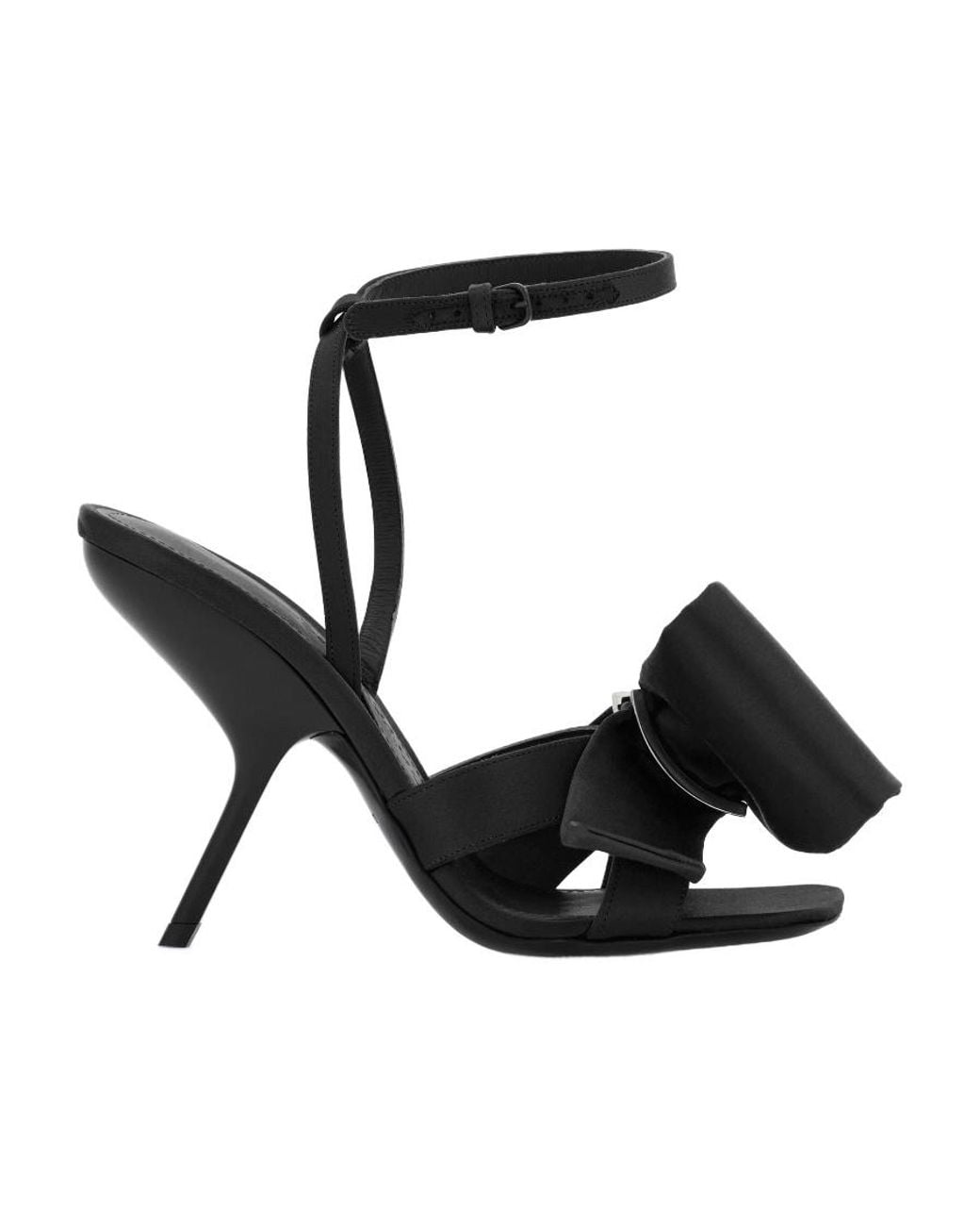 Ferragamo Black Asymmetrical Bow High-Heeled Sandals
