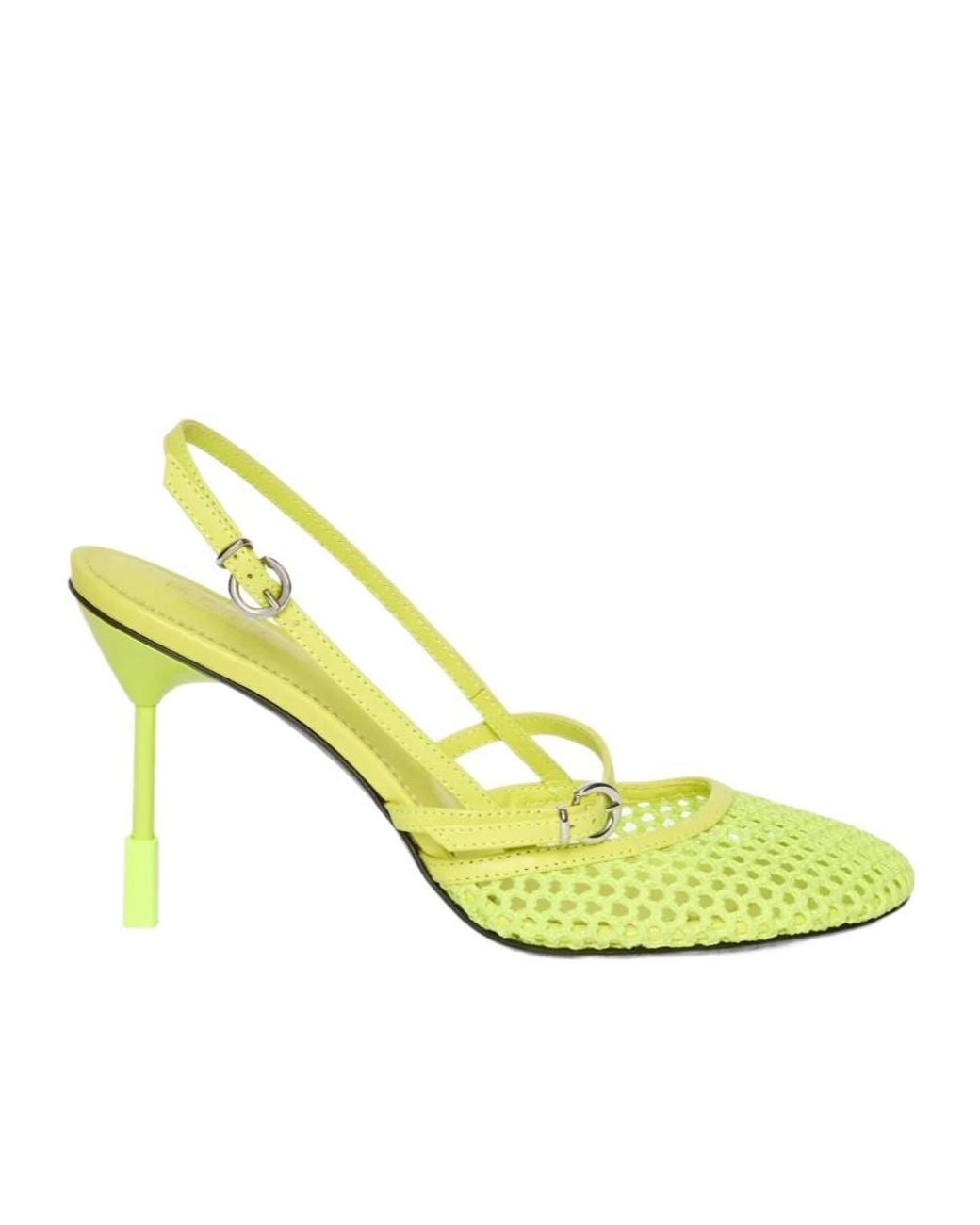 MSGM Yellow Round-Toe Strap Pumps