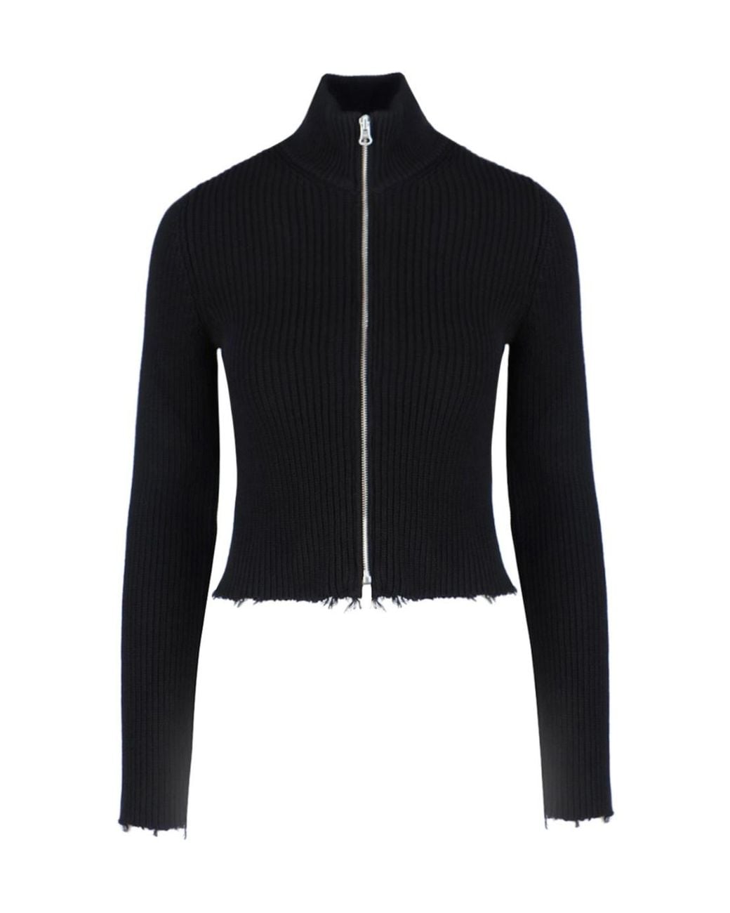 MM6 by Maison Margiela Black Ribbed-Knit Zipped Cardigan