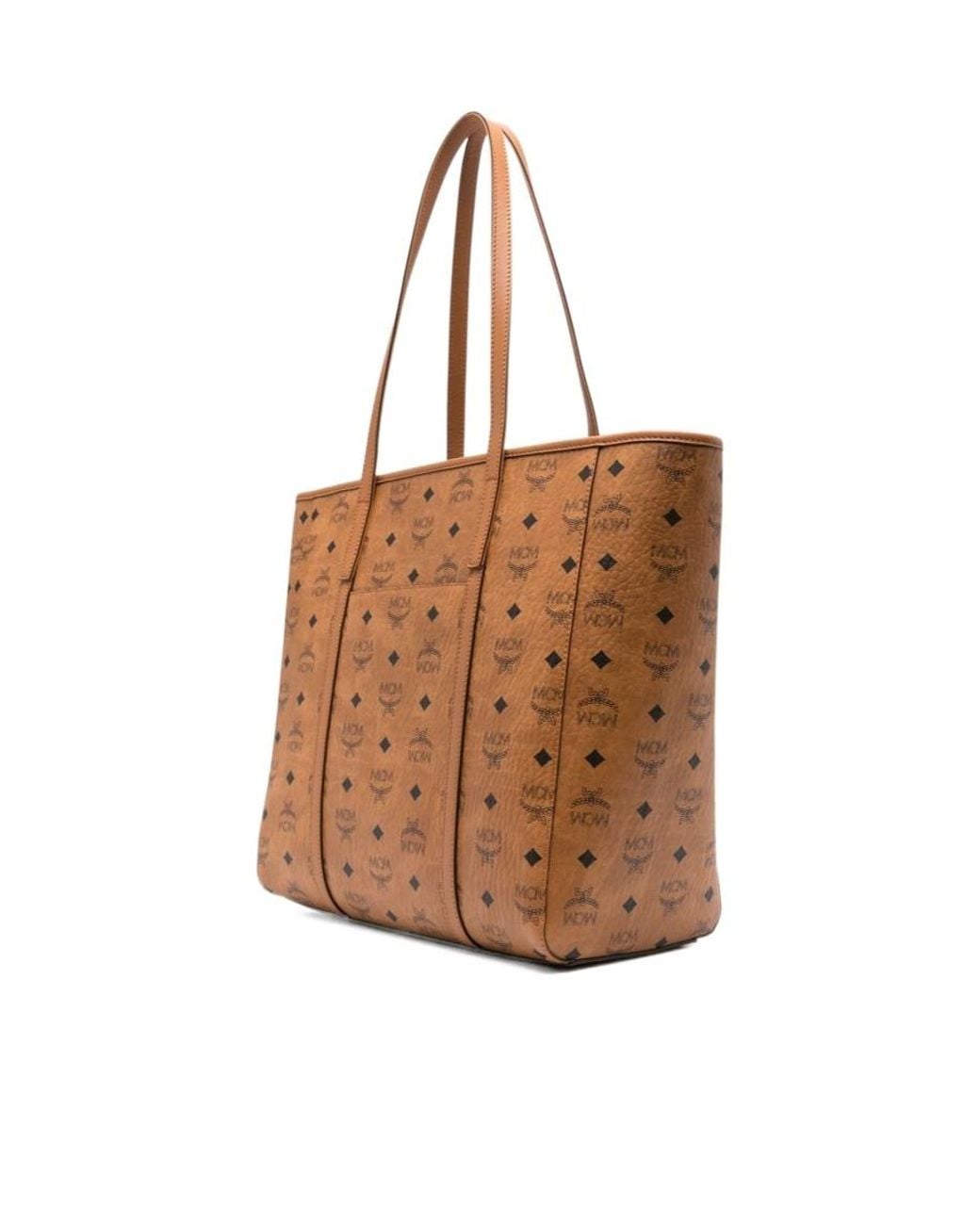 MCM Brown Allover Logo Printed Tote Bag