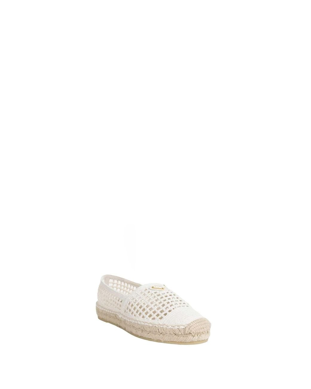 Prada White Crocheted Flat Shoes