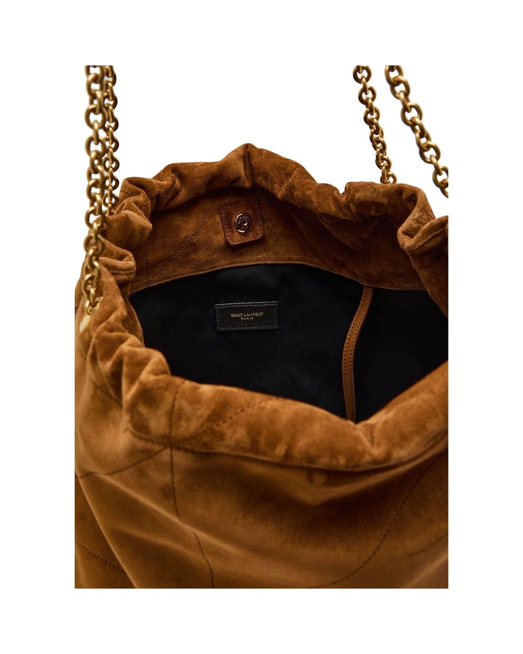 Saint Laurent Brown Diamond-Patterned Suede Tote Bag