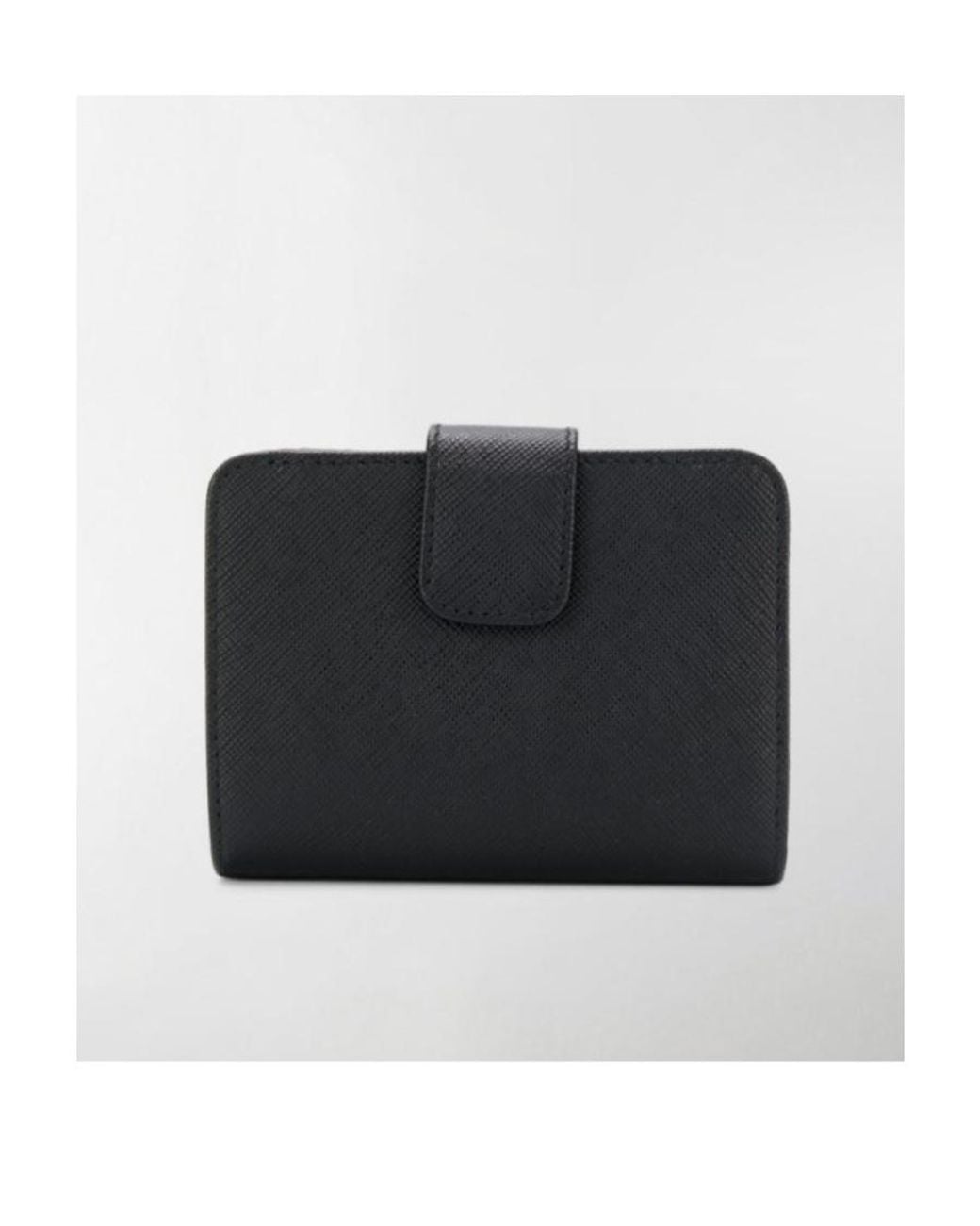 Prada Black Logo Plaque Bi-Fold Wallet