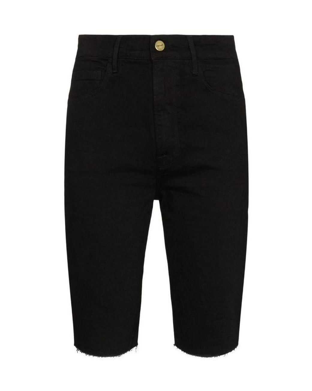 FRAME Black Le Vintage Bermuda Raw-Edge Shorts